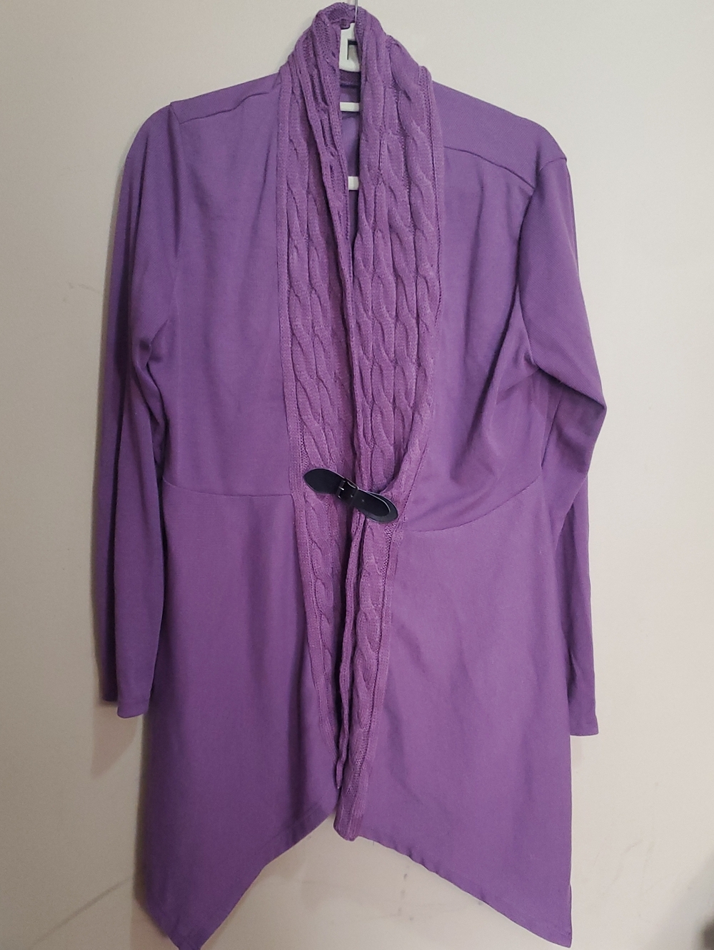 Dressfo Purple Cable-Trim Open Cardigan -size Xl